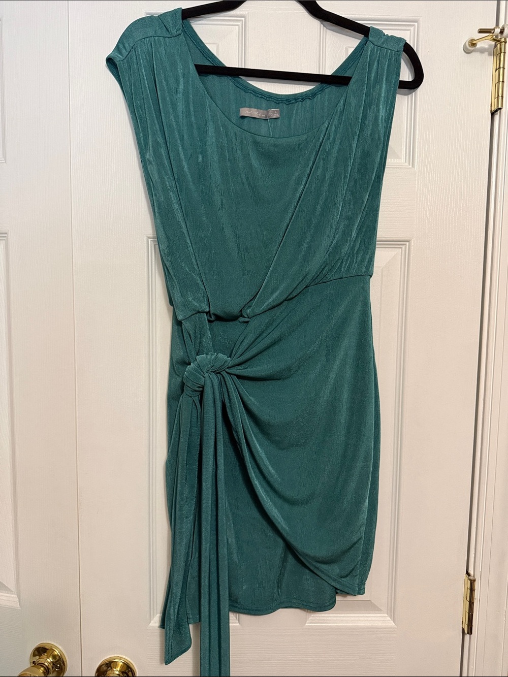 Knot-Detail Teal Mini Dress